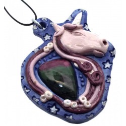 Ceramic Unicorn with Ruby Zoisite Wall Art 29